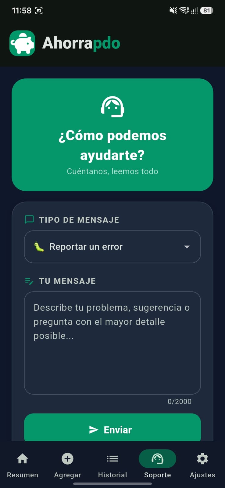 Soporte de Ahorrapdo en Android