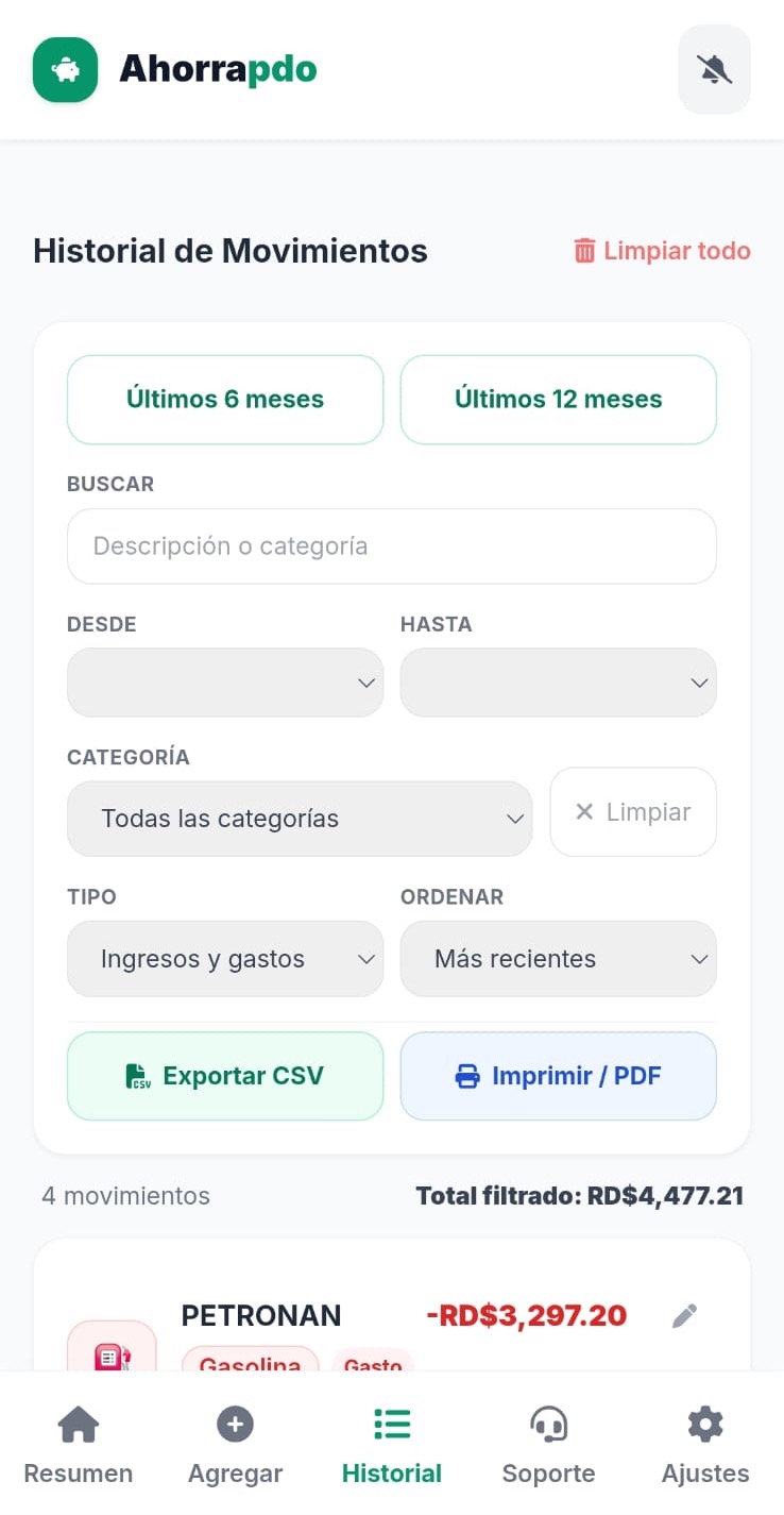 Historial desde el navegador